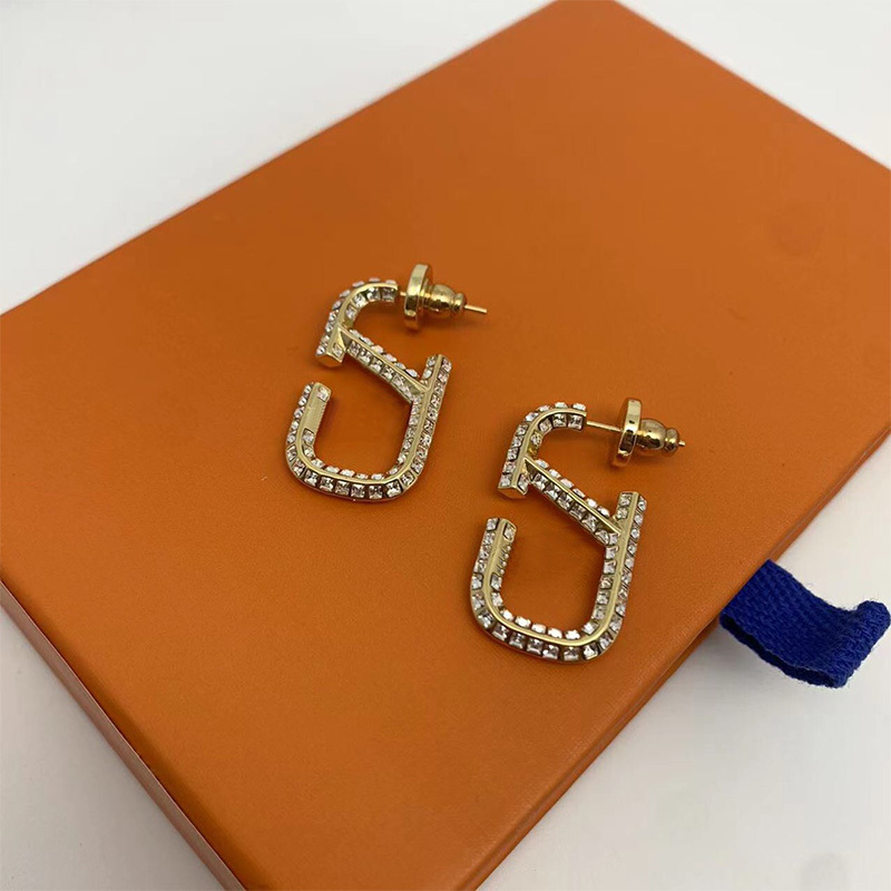 

Earrings Jewelry Womens Designer Earring Ear Studs Letter v Diamonds Luxurys Golden Fashion Silver Needle Weote