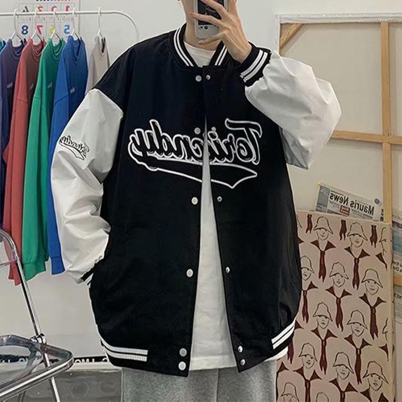 

Women's Jackets Women Letter Print Button Embroidery Lady Pocket Long Sleeve Skinny Slim Bomer Coat Female Baseball Coats 2022 Autumn, Black