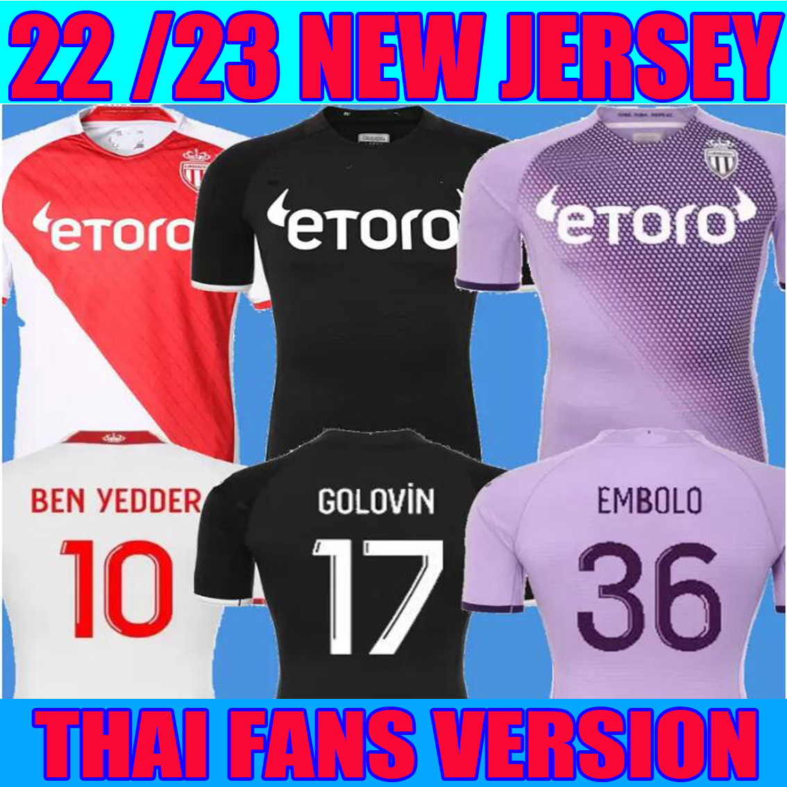 

2022 2023 AS MONACO SOCCER JERSEYS 22 23 home away third men kids FOOTBALL SHIRTS