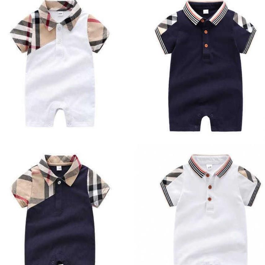 

Boys Clothes Girls Kids Designer Short Sleeve Plaid Romper 100% Cotton Children's Infant Clothing Baby Infant Girl Boy Clothe260S, As picture show