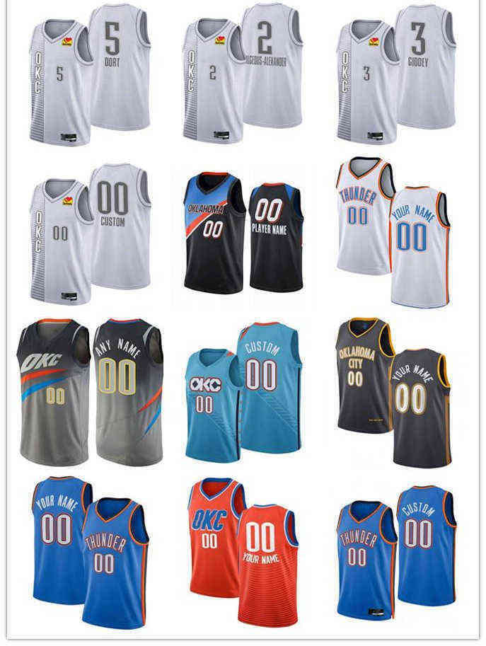 

Custom Men Women Youth 75th Oklahoma's City Thunder's 2 Shai Gilgeous-Alexander 3 Josh Giddey 5 Luguentz Dort 16 Ty Jerome Basketball, Blue