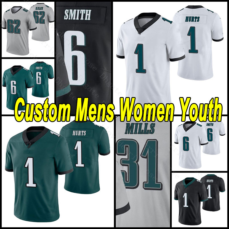 7 Michael Vick 11 AJ Brown 99 Davis 6 DeVonta Smith Custom Football Brian Dawkins Jerseys Jalen Hurts Darius Slay JR Miles Sanders 62 Jason Kelce Br