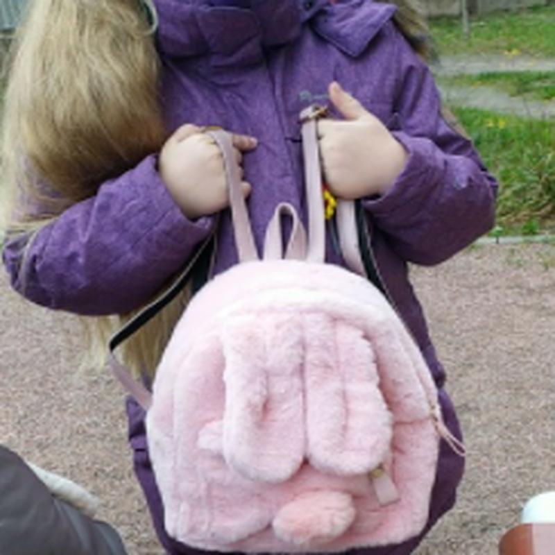 

Backpack Mini Cute Furry Ears Girl Shoulder Bag Fluffy Plush School Winter Ladies Travel, Black