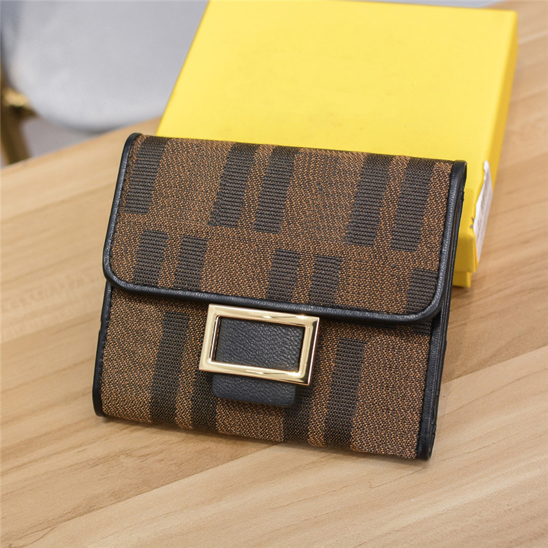 

Vintage Letter Metal Buckle Wallets Unisex Short Money Clip Woven Fabric Designer Folding Purse With Box