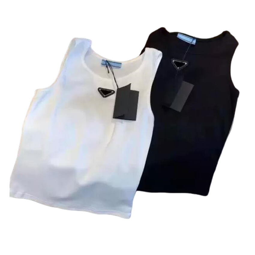 

Prrra Designer Womens Knits Tees T Shirts Sleeveless Woman Summer Tanks Camis Tees Vest Short Shirt Lady Slim Vests Ice Silk Tops, White