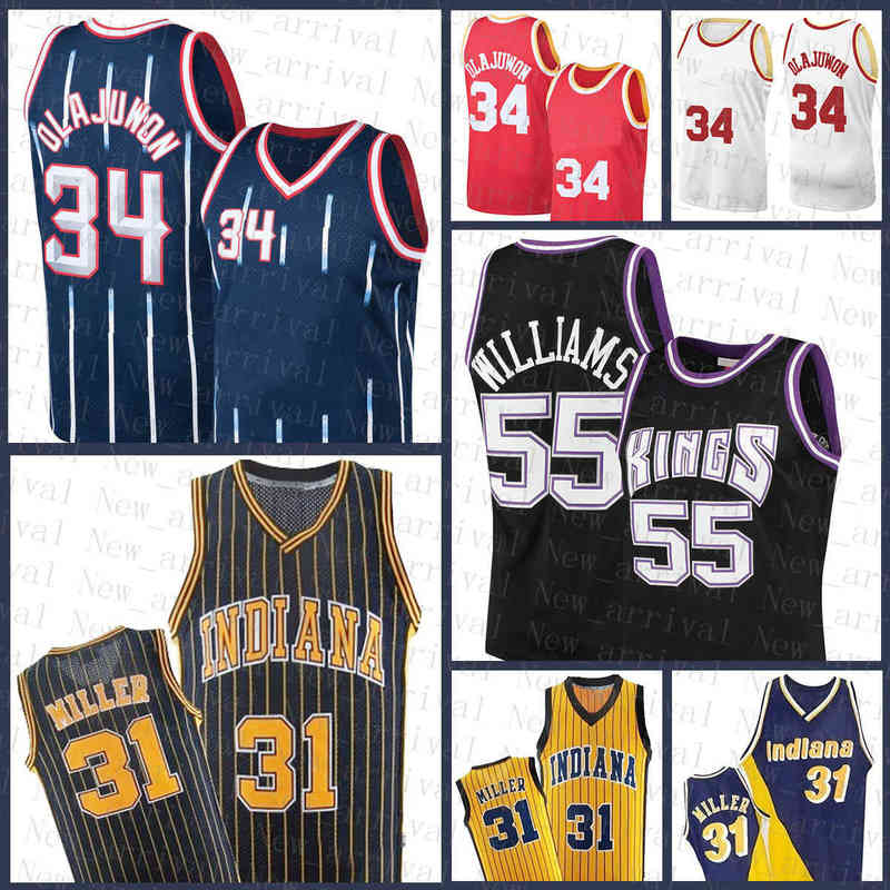 

Cheap Indiana Houstons Rocket Pacer Sacramentos King Hakeem 34 Olajuwon Basketball Jersey Reggie 31 Miller Jason 55 Williams Discount
