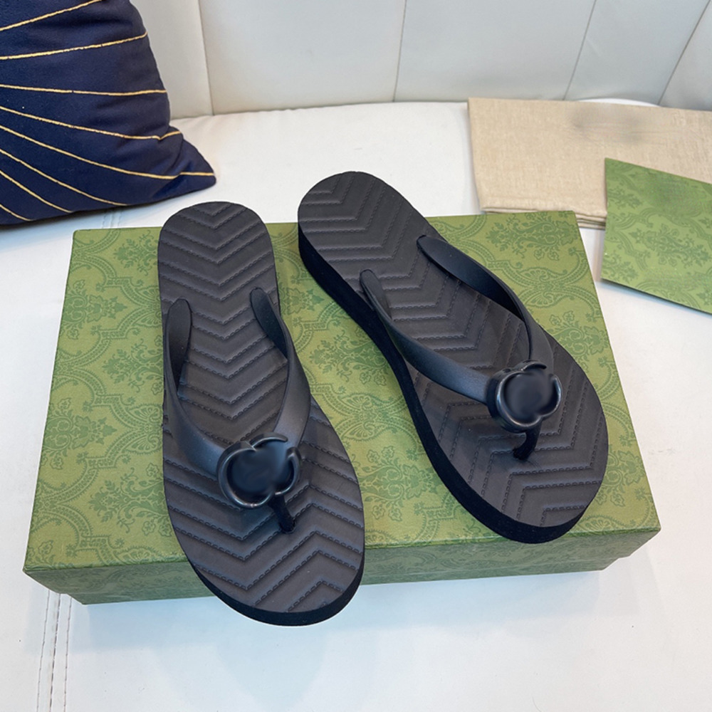 Summer Emblematic Designs Women's Chevron G-Thong Sandal Shoes Women Beach Slip On Slides Luxury Designer Flip Flops Sandalias With Box NO35