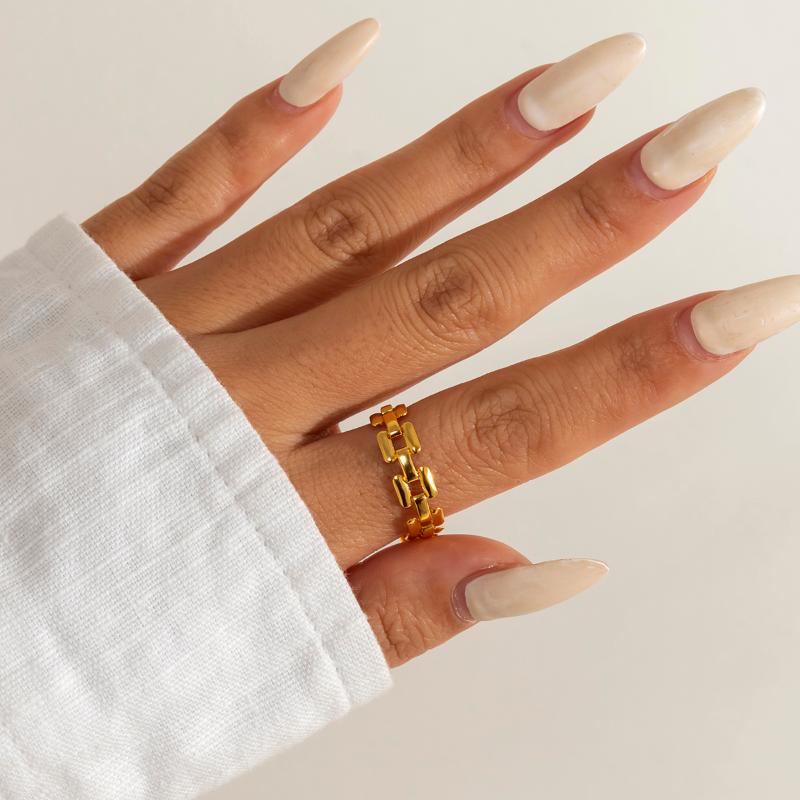 

Cluster Rings IngeSight.Z Korean Geometric Square Thin Link Chain Simple Minimalist Gold Color Finger Female Jewelry AccessoriesCluster