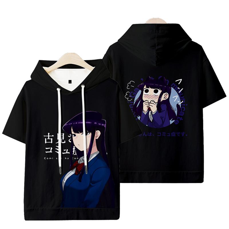

Men's T-Shirts Japanese Anime Komi San Wa Komyushou Desu Shouko Cosplay Summer Short Sleeve Hooded T-shirt Trendy, 002