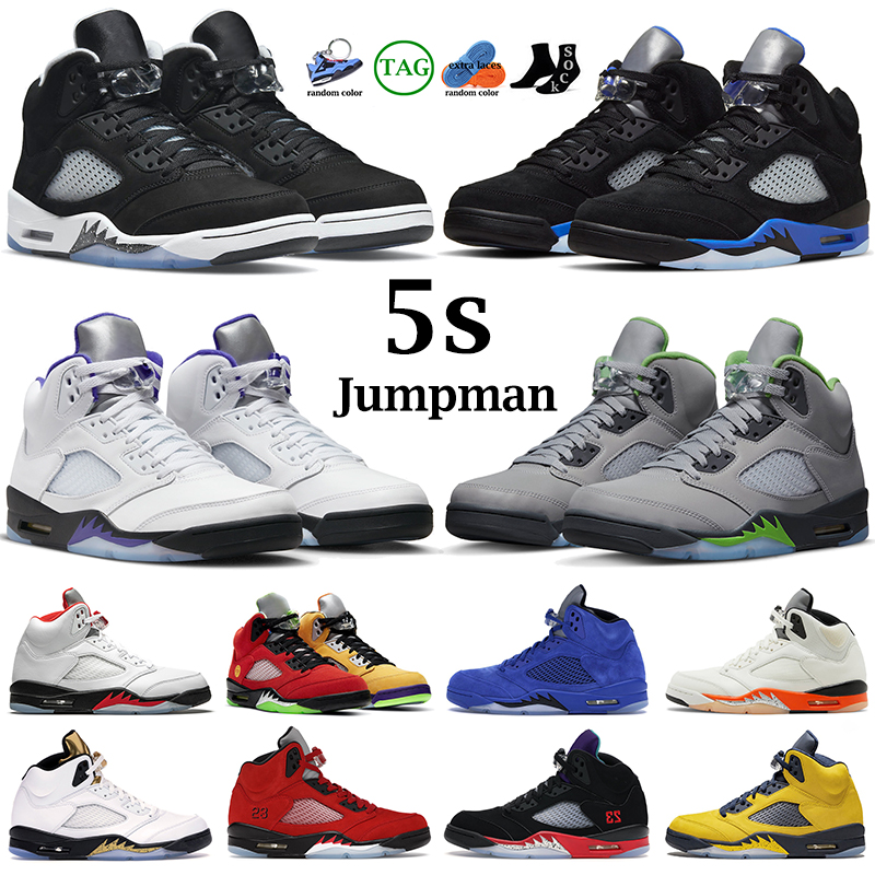 

5s basketball shoes men jumpman 5 Concord Green Bean Racer Blue Bluebird Moonlight Raging Red Stealth 2.0 Alternate What The Fire mens sports sneakers, 21