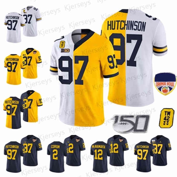 

N3740 2021 Orange Bowl Michigan Football Jersey J.J. McCarthy Aidan Hutchinson Cade McNamara Hassan Haskins David Ojabo Donovan Edwards Charles, 150th patch