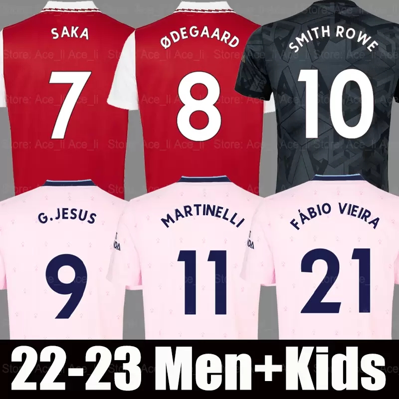 

22 23 SAKA GABRIEL JESUS soccer jerseys Fans Player Gunners FABIO PEPE VIEIRA MARTINELLI ODEGAARD SMITH ROWE ARSen 2022 2023 football shirt Men Kids kit set, Red