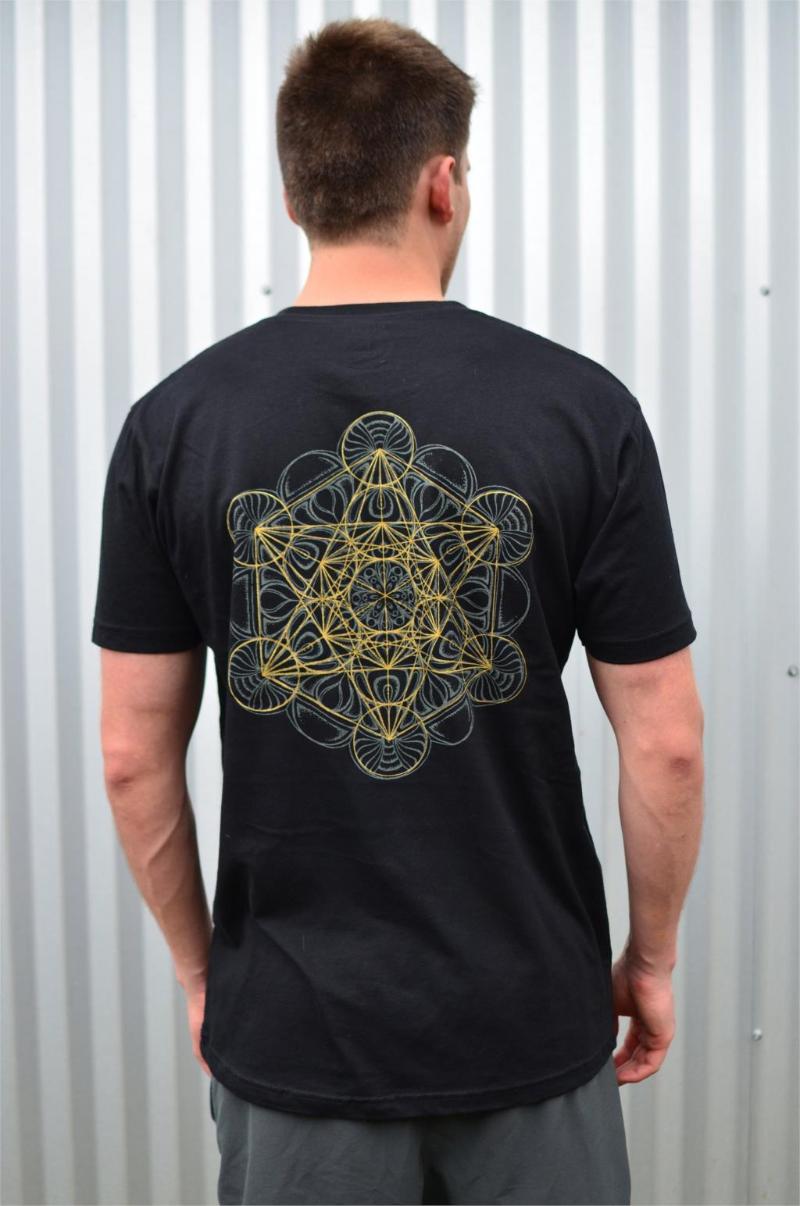 

Men' T-Shirts Glow In The Dark Metatrons Cube T-Shirt - Sacred Geometry Mens Festival Shirt Pocket Print, 0198589-dark gray