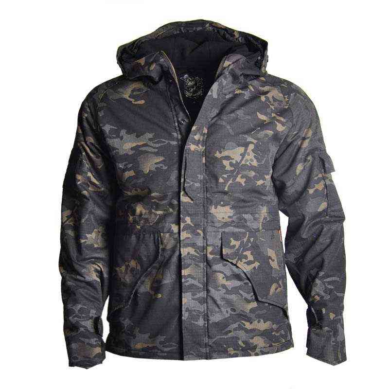 

Men's Military Jacket Outdoor Fleece Men's Windproof Waterproof Airsoft Clothing Breathable Thermal Hooded Coat Hunting Clothes T220811, Black cp