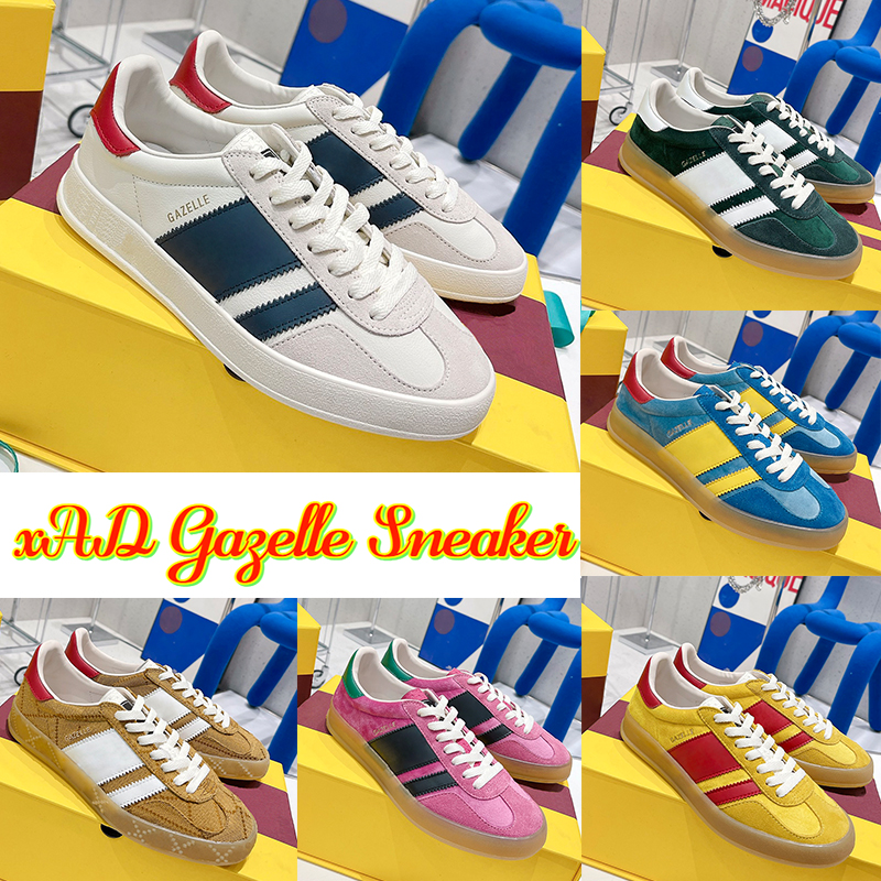 

Fashion xAD Gazelle Casual Shoes White suede Blue silk Beige Ebony Canvas mens Women Sneaker pink green red designer men womens sneakers breathable man trainers, No.10- shoes box