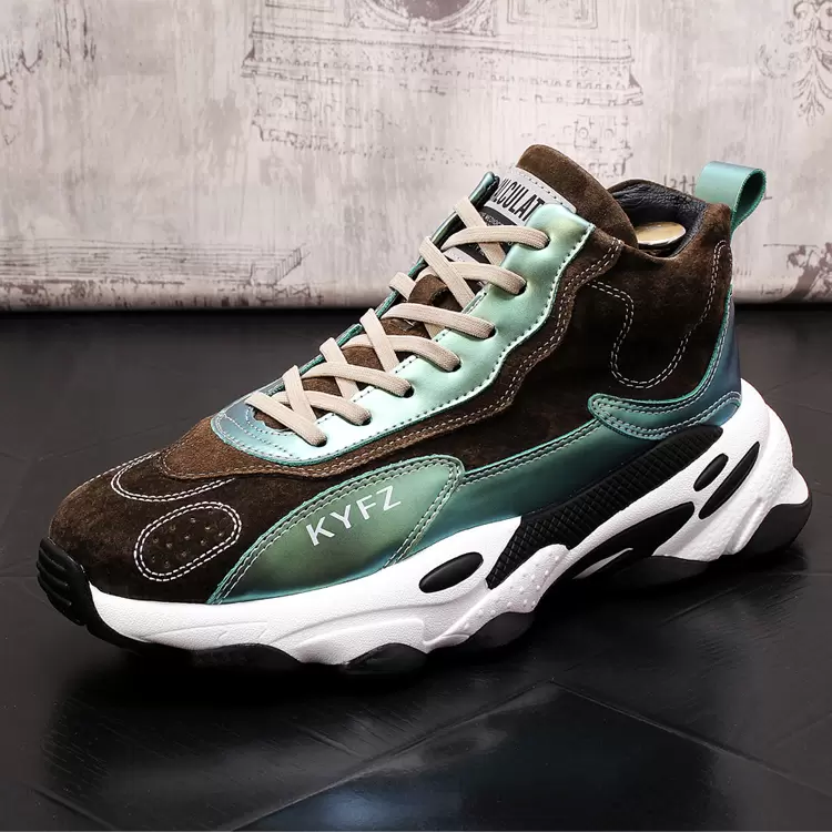 

Fashion TOP quality Men shoes streets trend Clunky Sneakers Causal flat platform shoes designer Loafers for Sapato Social Masculino, Brown