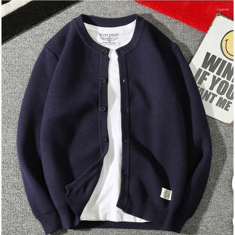 

Men' Sweaters Spring And Autumn Retro Knit Cardigan Men' Round Neck Thickened Sweater Jacket Single Breasted Trend ClothesMen' Olga22, Black