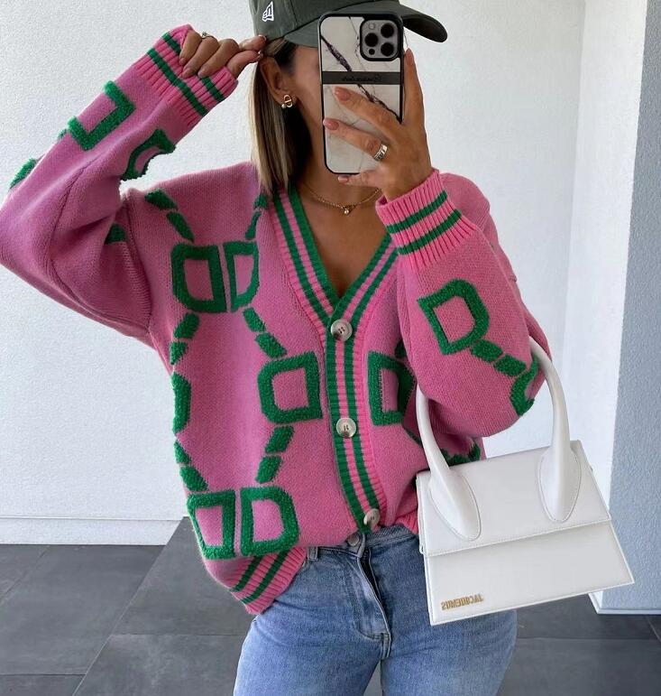 

Women Knitted Cardigans Sweater Fashion Autumn Long Sleeve Loose Coat Casual Button Thick V Neck Solid Female Tops island 2022, 02