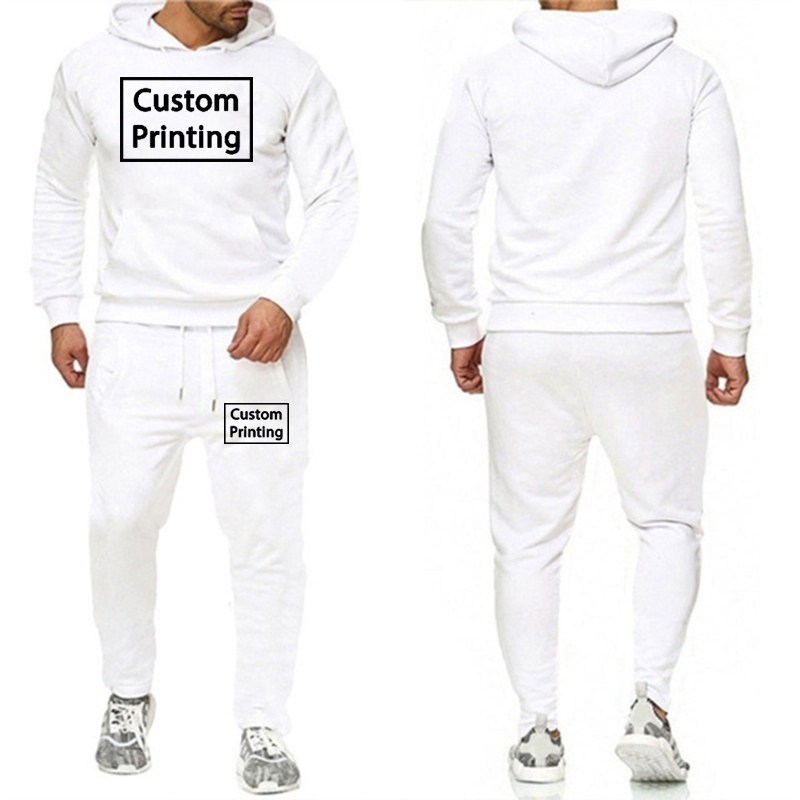 

Custom Printing Men's Tracksuits Spring Fall Long Sleeve Sport Hoodie and Pants Jogging Suit VIP Exclusive Customized Products 220615, Black