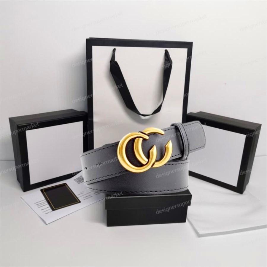 

Designer Belts for Men Luxury Women Designer Belt Black Leather Business Womens Classic Big Gold Buckle Cowhide Width 2.0cm3.0cm 3.4cm3.8cm With Gift Box