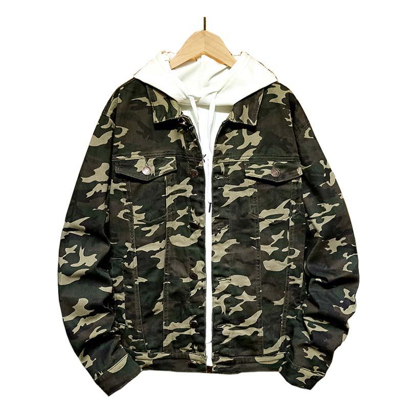 

Men's Jackets Mcikkny High Street Men Camouflage Printed Casual Denim Hip Hop Streetwear Jeans Coats Spring AutumnMen's, Red