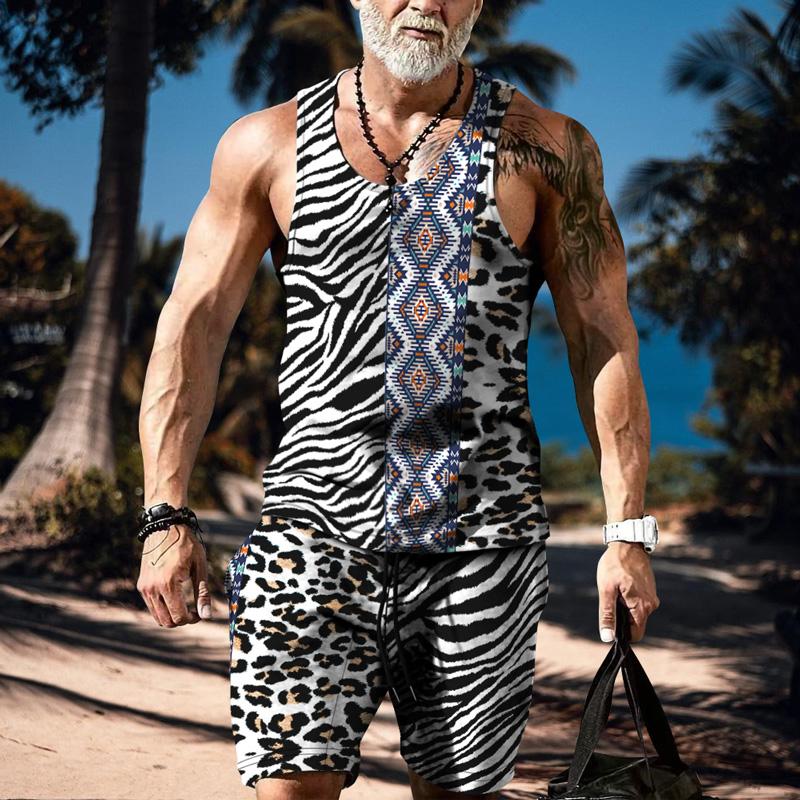 

Men's Tracksuits Summer Dress 2022 Personality 3d Digital Printing Trend Suit Fashion Sports Fitness Sleeveless Vest Shorts Two-piece SetMen, Ttb66-68-2