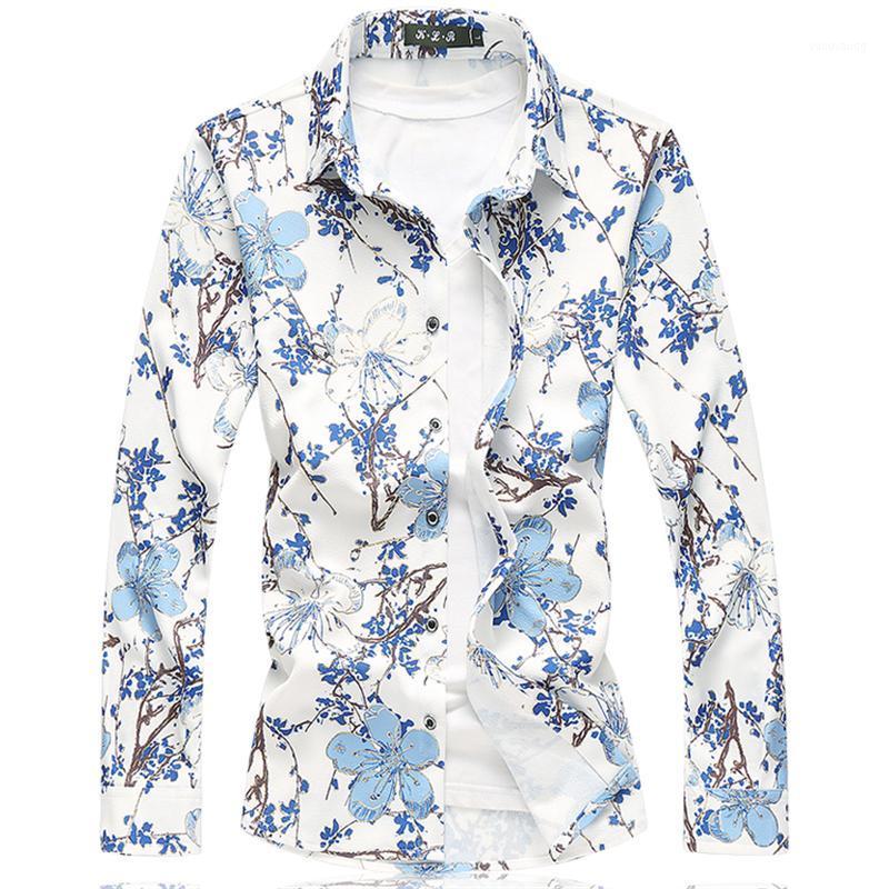 

Mens Flower Shirt 2022 Camisa Fashion Casual Men Large Size 7xl Men's Shirts, Blue