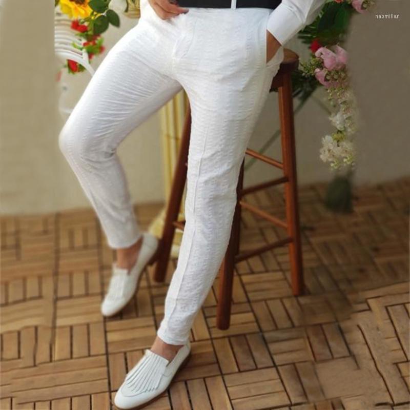 

Men' Pants Warm House Waist Trousers Casual Men' Elastic Zipper Pencil Solid Skinny PantsMen' Men'sMen' Naom22, White