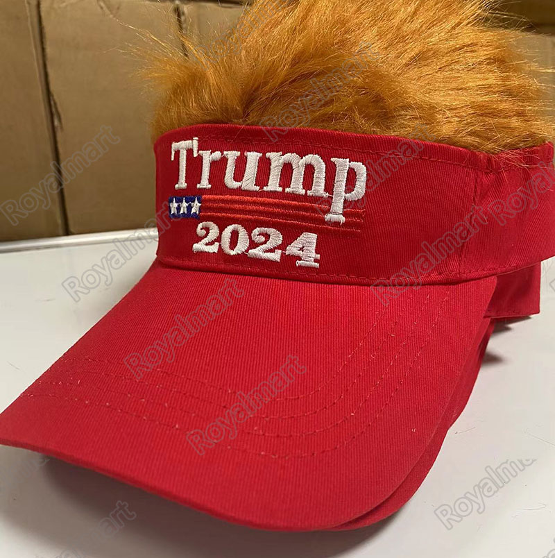 

Trump 2024 Embroidery Hat With Hair Baseball Cap Trump Supporter Rally Parade Cotton Hats