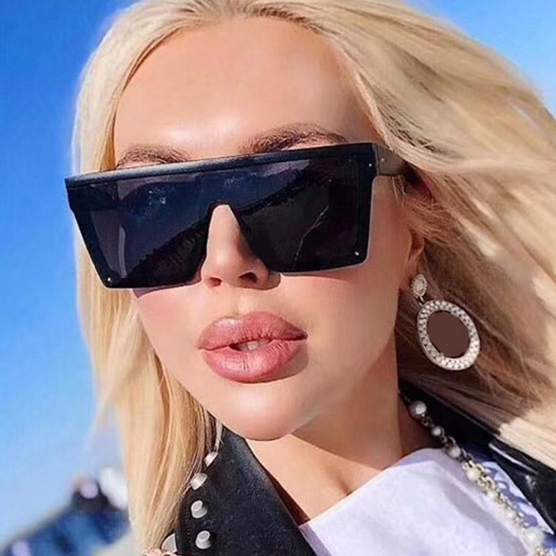 

Sunglasses Flat Top Square Women Brand Designer Trendy Oversized Gradient Sun Glasses Cool One Piece Mirror ShadesSunglasses