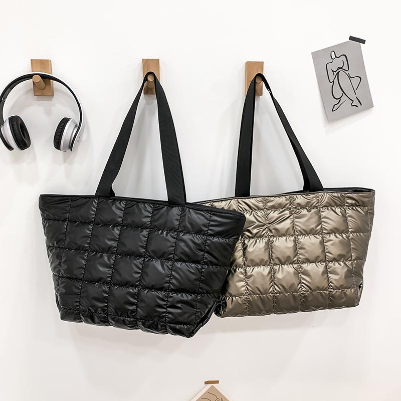 

Evening Bags Autumn And Winter Shoulder Bag Woman Fashion Down Cotton Handbag Luxury Large Capacity Tote Brand Designer Clutch, Beige handbag