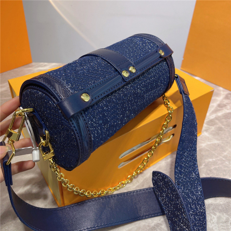

JIANG Woman Bag Niche Design Mini Bags 2022 Spring High-Quality Retro Cylinder Shoulder Messenger Pillow Bag Cross Body, Blue