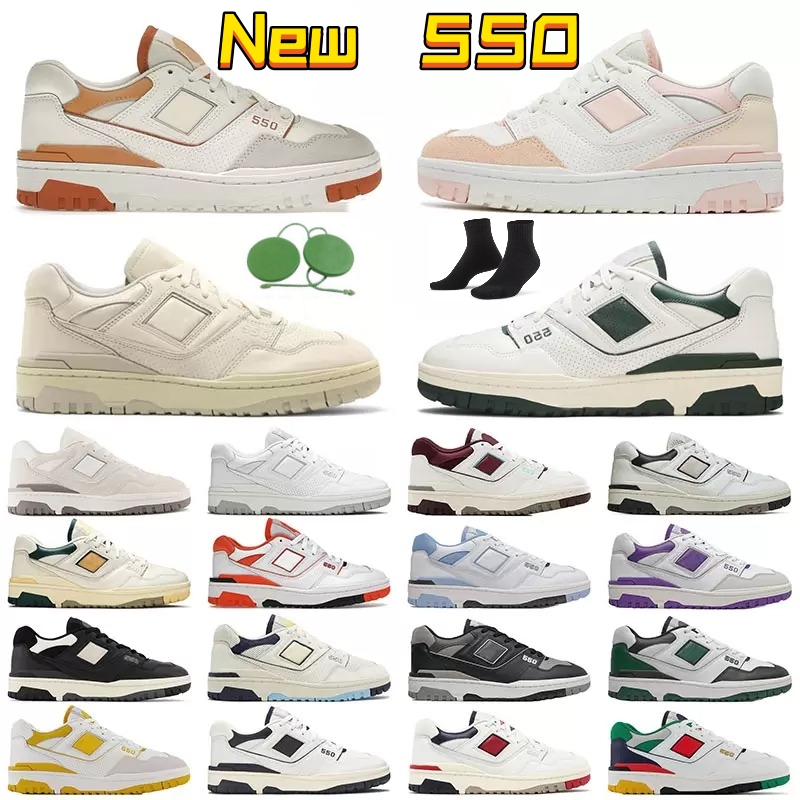 2022 Fashion Women Mens Trainers B550 550 Shoes Dore Green Yellow Rich Paul Black Cream White Grey Pink BB550 Auralee Ecru Low Top Platform Sports S
