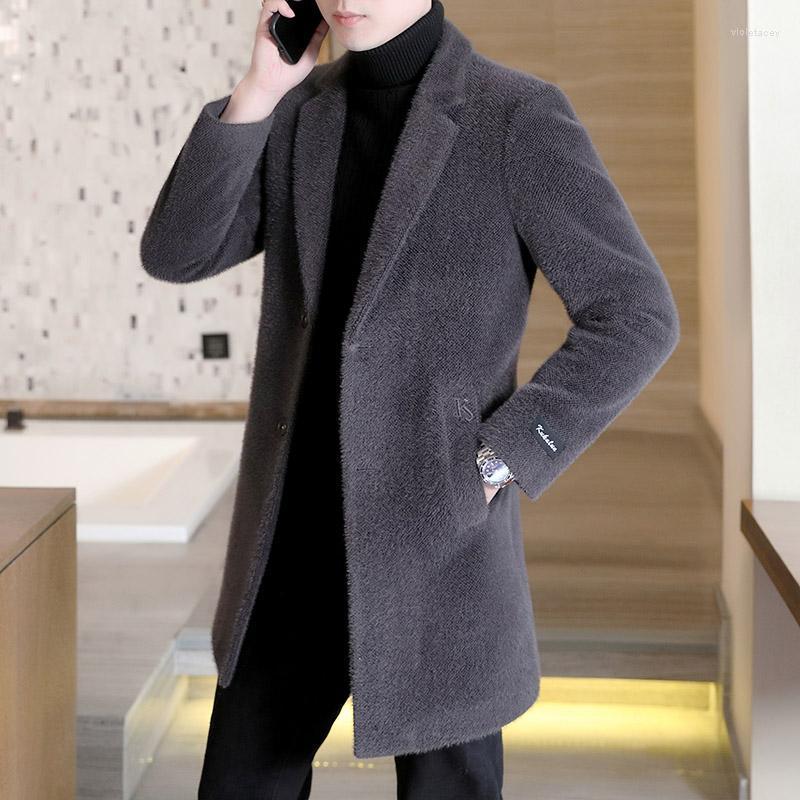 

Men's Wool & Blends 2022 Winter Jacket Men Long Slim Fit Casual Business Trench Coat Thick Warm Windbreaker Streetwear Overcoat Clothing Vio, Black