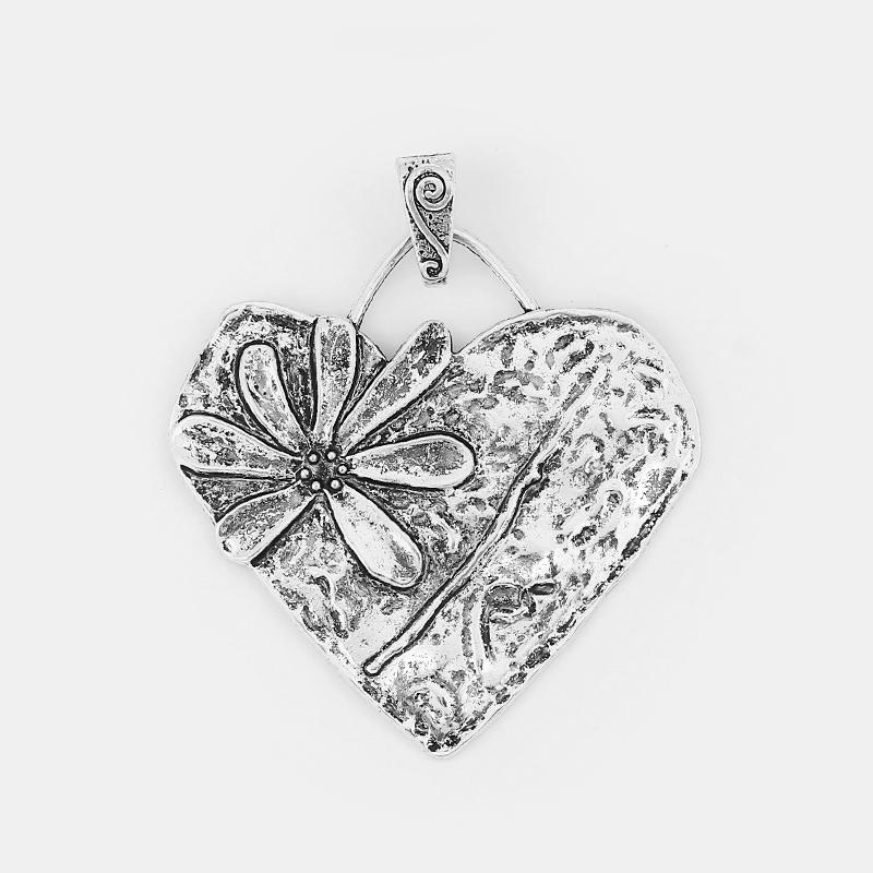 

Pendant Necklaces 2pcs Hammered Charms Flower Large Heart For Necklace Jewelry Making Findings Accessories 66 67mmPendant NecklacesPendant