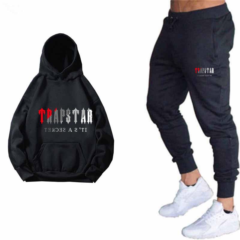 

Men's Tracksuits Fashion Leisure Brand Men's TRAPSTAR Set Tracksuit Sportswear Track Suits Male Sweatsuit Short Sleeves 2 Piece SetMen's, Black-tr