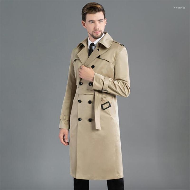 

Men' Trench Coats Mens Gabardina Hombre Man Long Coat Men Double-breasted Clothes Khaki Slim Jaqueta Overcoat SleeveMen' Viol22, Black
