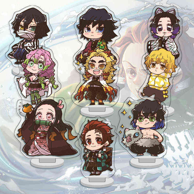 

9Pcs/Lot Anime Demon Slayer Kimetsu no Yaiba Figure Acrylic Stands Kamado Tanjirou Model Plate Fans Collection Props For Friends AA220318