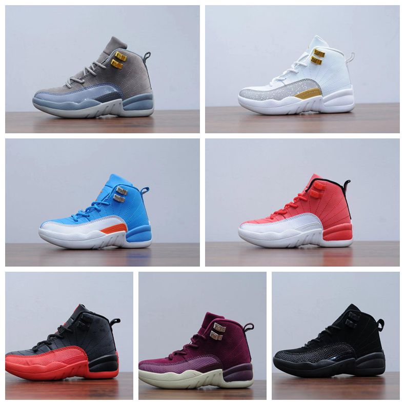 

Fashion Designer big Kids shoes Basketball Shoe Kid Rubber Breathable 12s XII Taxi Dark Grey Vivid Pink French Blue Gym Red the Master Flu Game Children baby Sneaker, #6