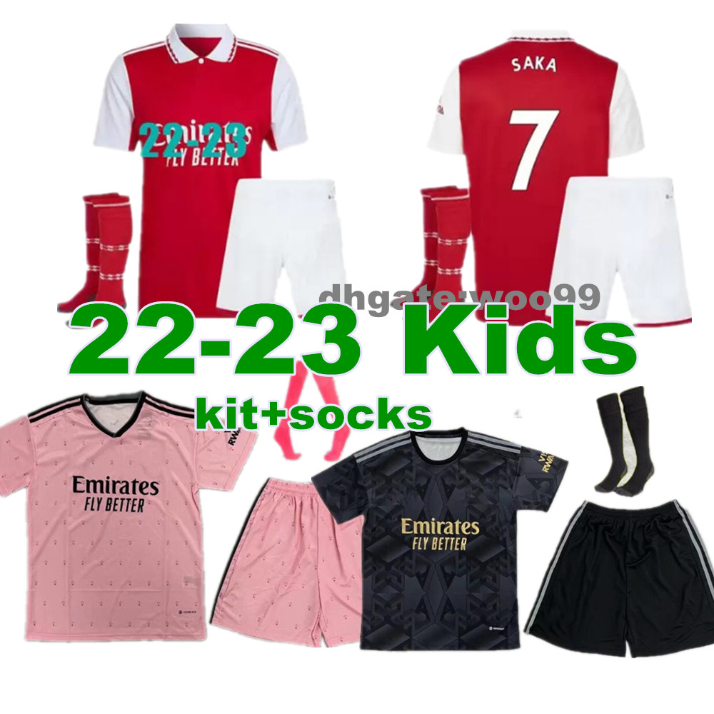 

22 23 SMITH PEPE SAKA soccer jerseys kids kit socks Gunners ODEGAARD THOMAS WILLIAN NICOLAS TIERNEY ROWE ARSen 2022 2023 football shirt child boy