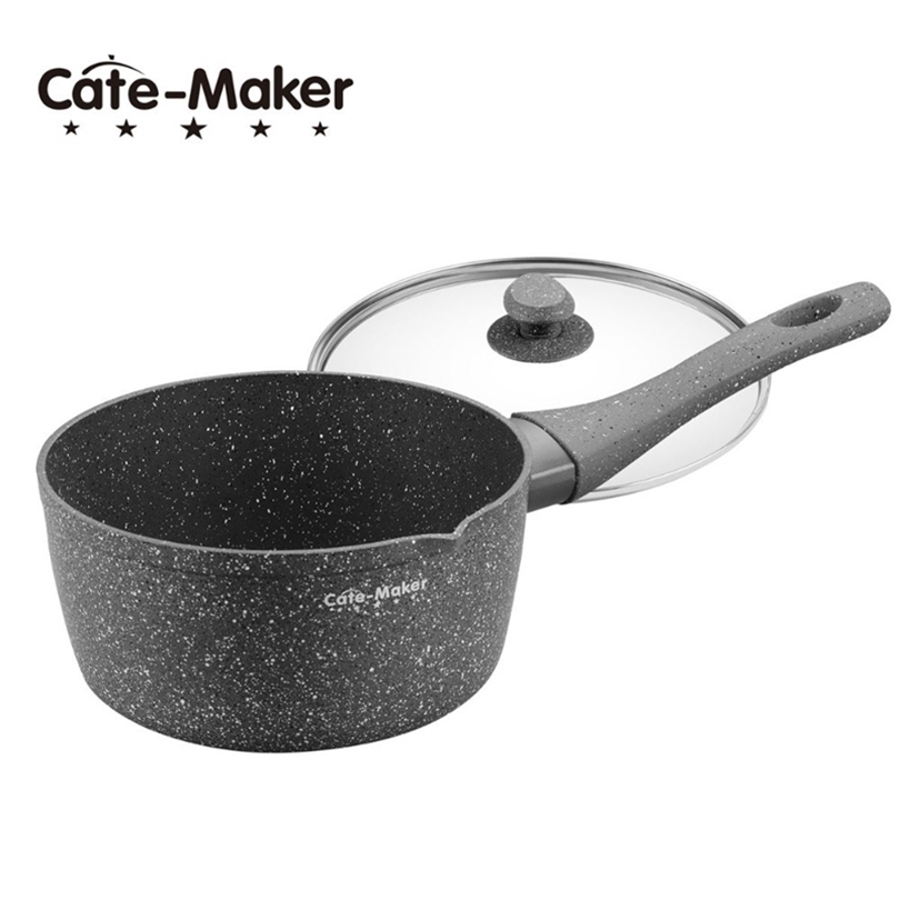 

Cate Maker Marble Stone NonStick Sauce Milk Pan With Pot Cover T200523
