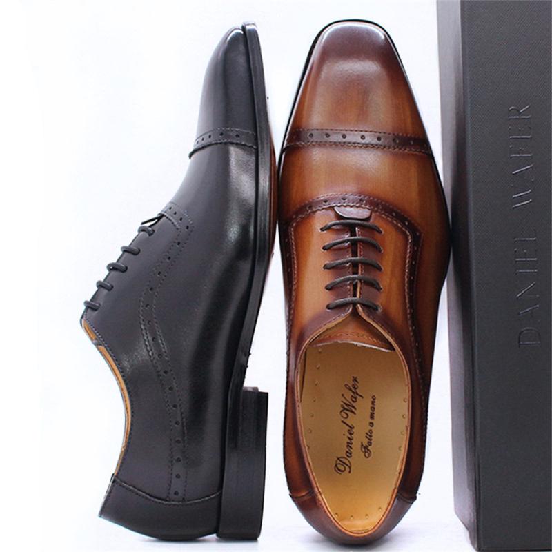 

Dress Shoes Leather Business Suits Mens Square Toe Handmade Carved Brogue Oxford Black Brown Lace Up Derby Wedding