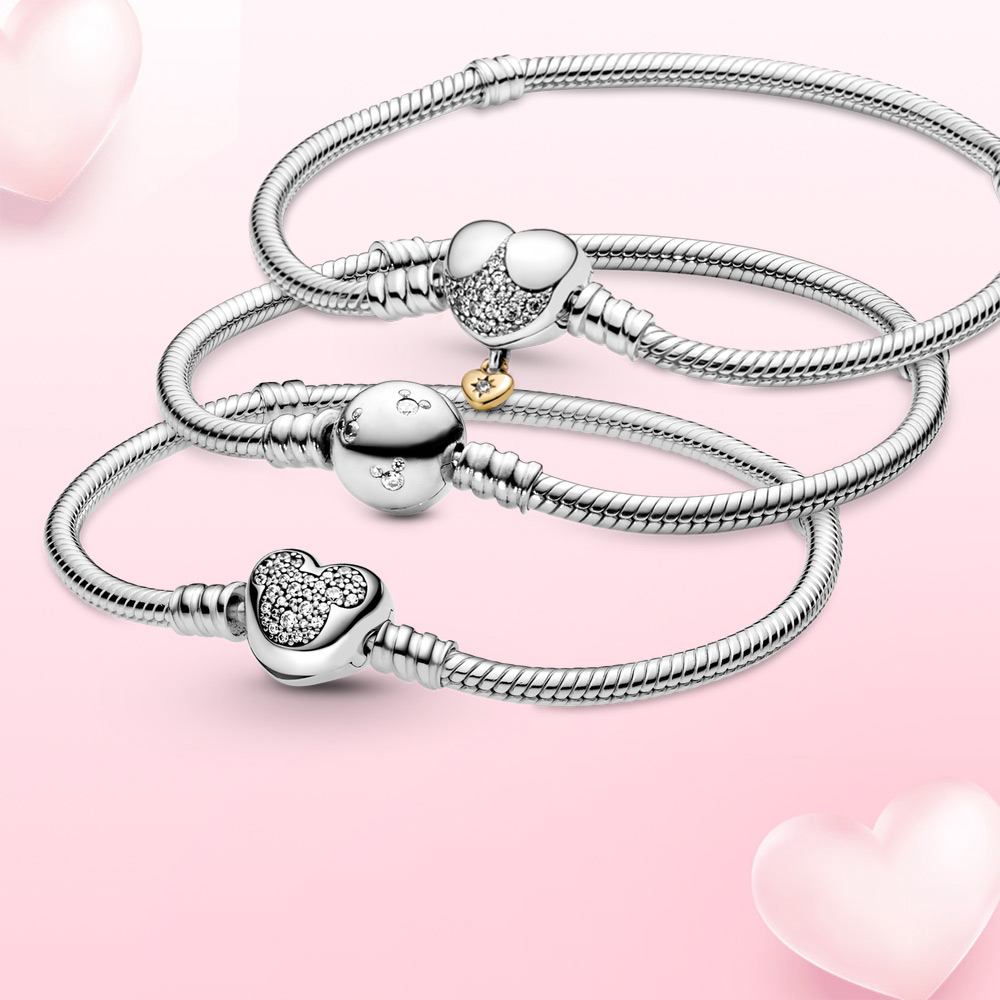 

925 Silver Bangle Charms Mick Mouse Chain Beads Original Fit Pandora Bracelet Jewelry DIY
