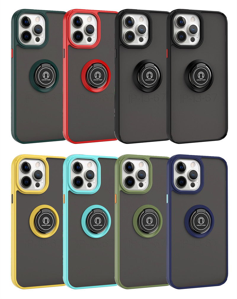 

Metal Kickstand Phone Cases Matte Skin Back Cover Car Ring Holder Protector for iPhone 13 13pro max 12 12pro 11 11pro X Xs XR 7 7p 8 8plus, Pls choose colors