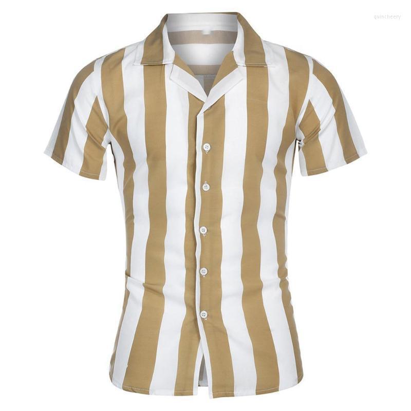 

Men's Dress Shirts Men Casual Striped Print Shirt Top Button Turn Down Collar Short Sleeve Chic Loose Streetwear Vacation BlouseMen's Quin22, Black