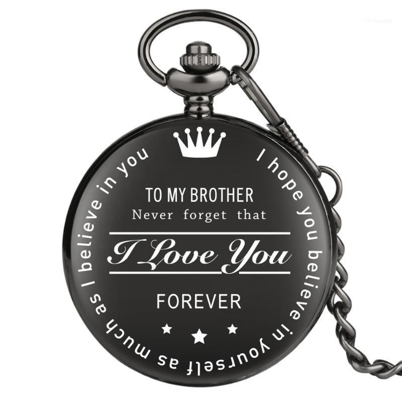 

Pocket Watches MY BROTHER Antique Black Quartz Watch Birthday Gifts Retro Clock Chain Collection WatchPocket, To my brother