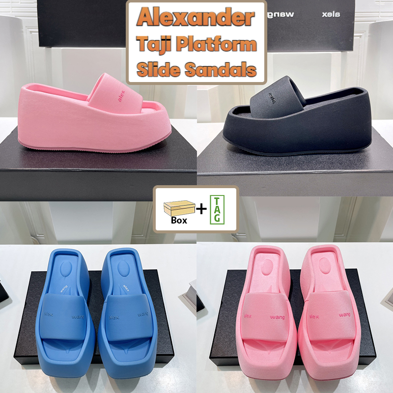 

With Box Alexander Slippers Summer Platform Beach Sandals Men Women Slide Sandal Blue Pink Black Luxury Shoes Indoor Outdoor Slipper US 5-10, 03. blue