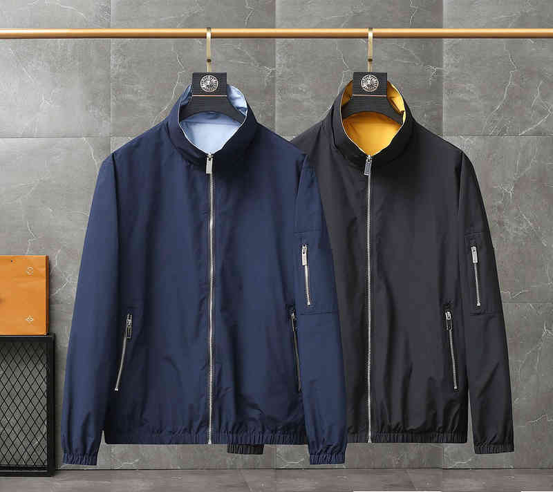 

American Fashion Brand Pra High Quality Spring 2022 Men's New Stand-up Collar Double-sided Jacket High Quality Business Leisure M, Black