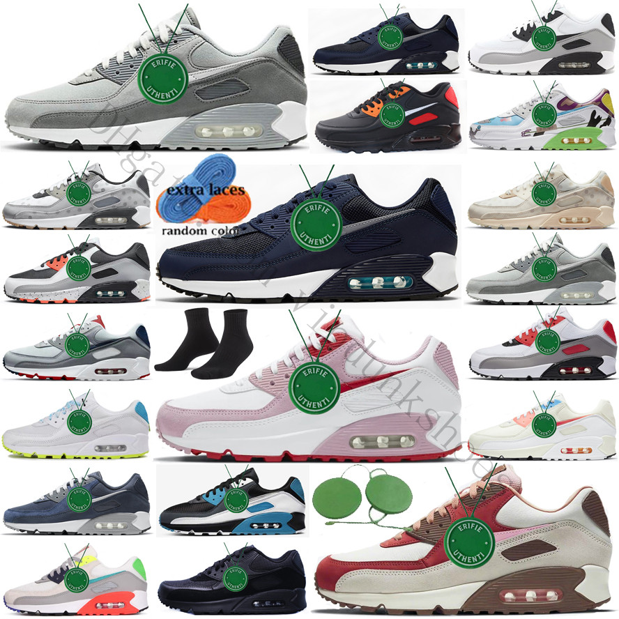 

90 Running Shoes Men Women OG Sports airmaxs 90s Bred Lucha Libre Barely Rose Peace Valentines Day Surplus Black Trail Team Gold airs maxs Cushion Trainers Sneakers, Box
