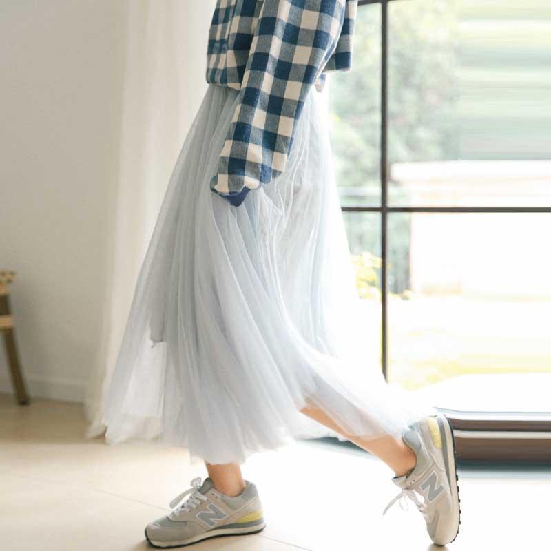 

Skirts Ins Casual Loose Mesh Skirt, Black